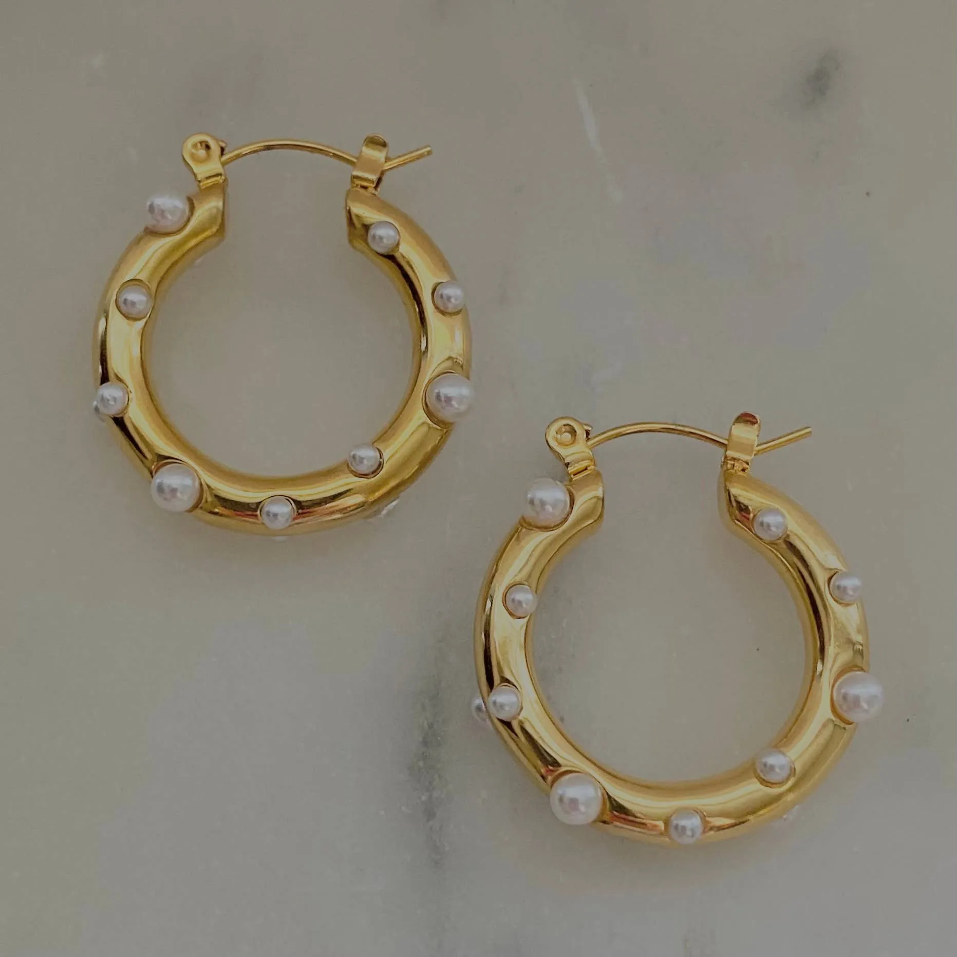 Pearls Gold Plated Earrings - waterproof
