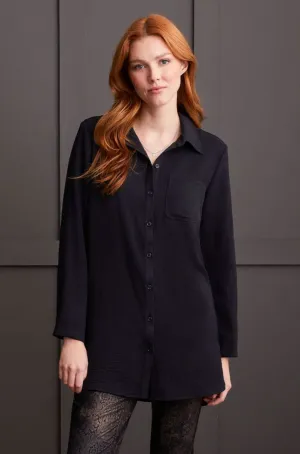 Pebbled Crepe Roll Sleeve Tunic Top