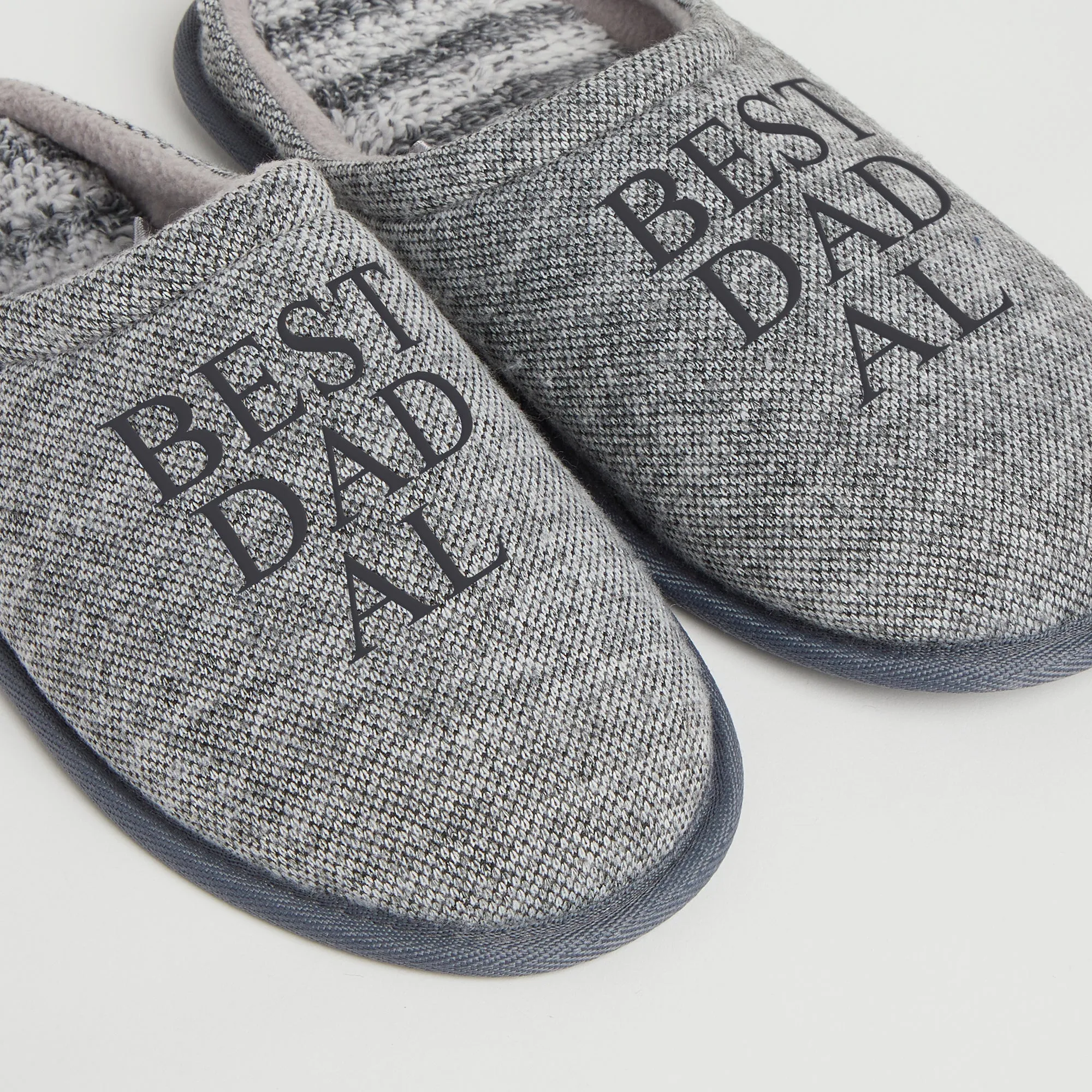 Personalised Mens Grey Tweed Slippers