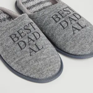 Personalised Mens Grey Tweed Slippers
