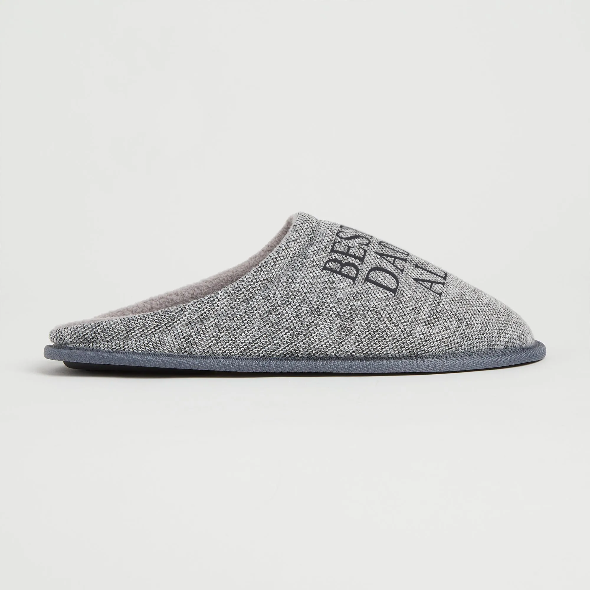 Personalised Mens Grey Tweed Slippers