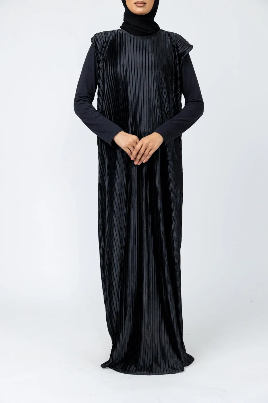Pleated Slip Dress - Black