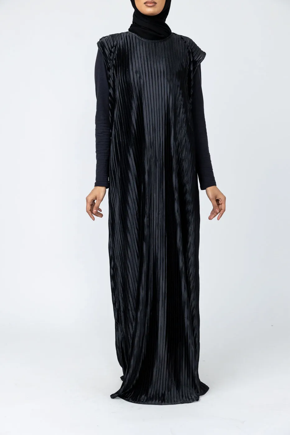 Pleated Slip Dress - Black