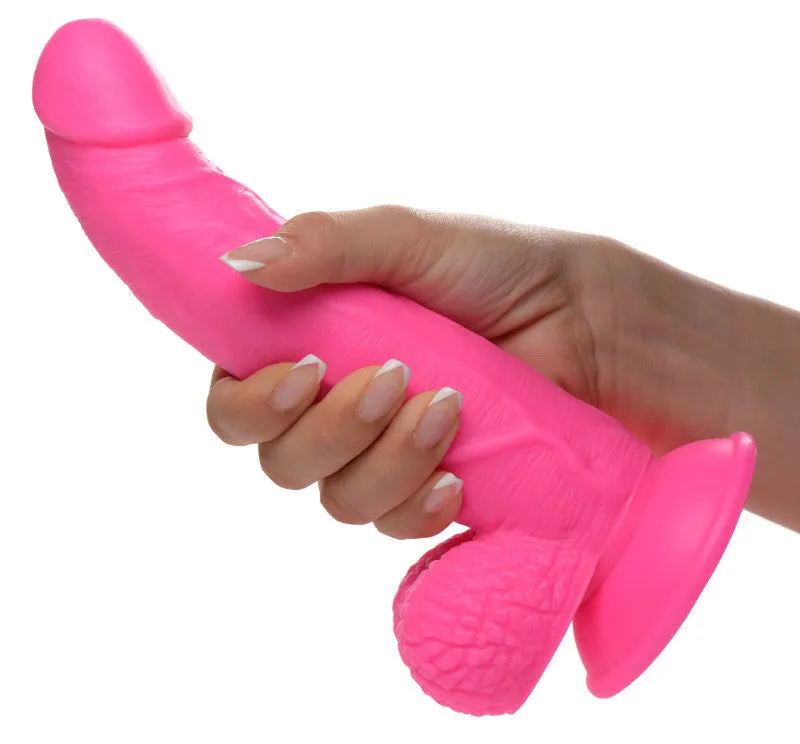 Pop Pecker 7.5 Inch  With Balls - Pink