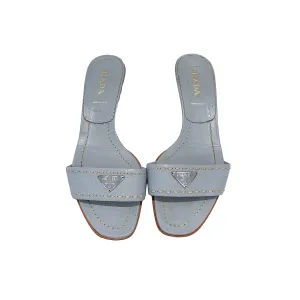 Prada Baby Blue Logo Kitten Heel