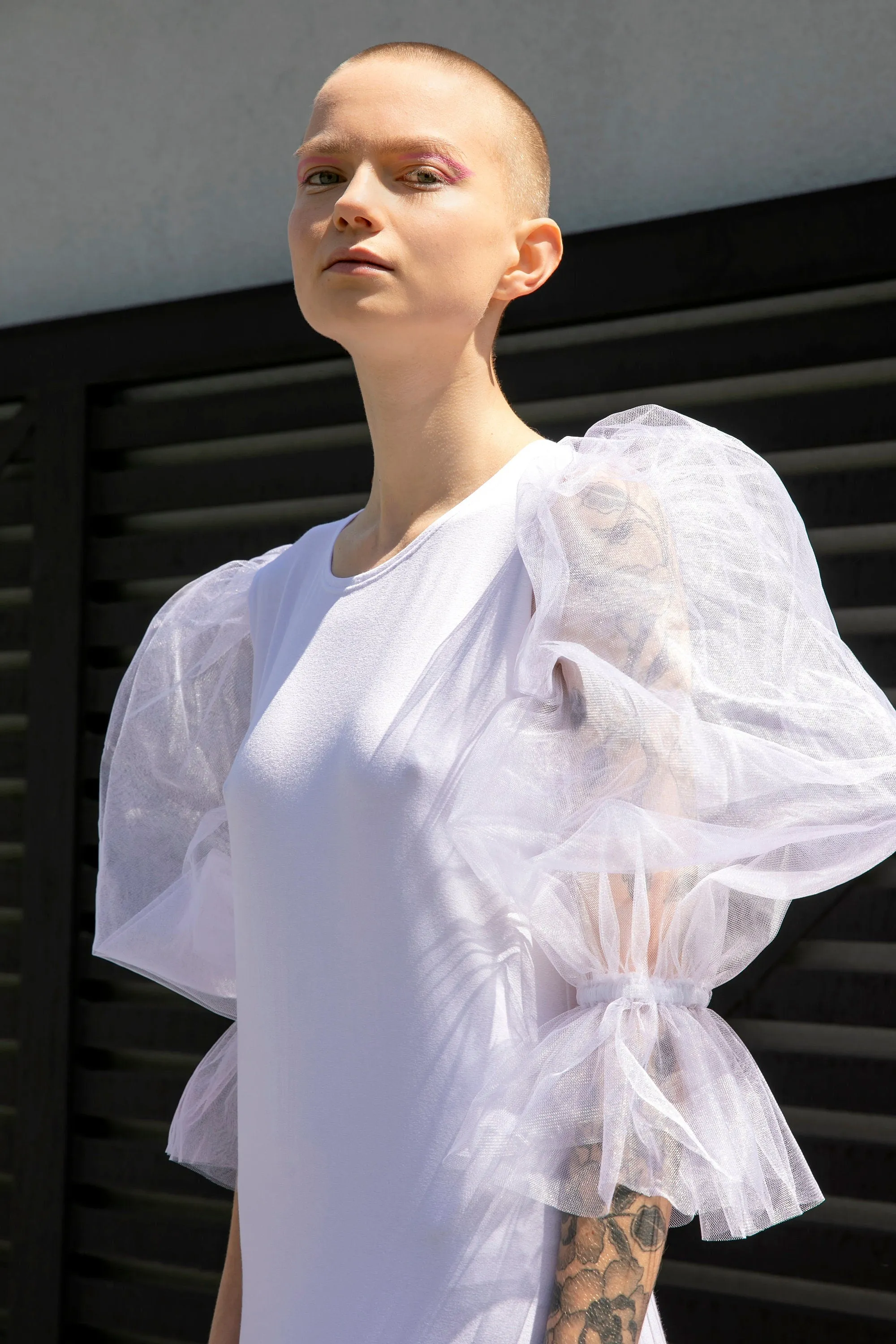 Puff Sleeve Dress, White Maxi Dress, Extravagant Dress, Plus Size Clothing, Loose Dress, Statement Sleeves Dress, Futuristic Clothing