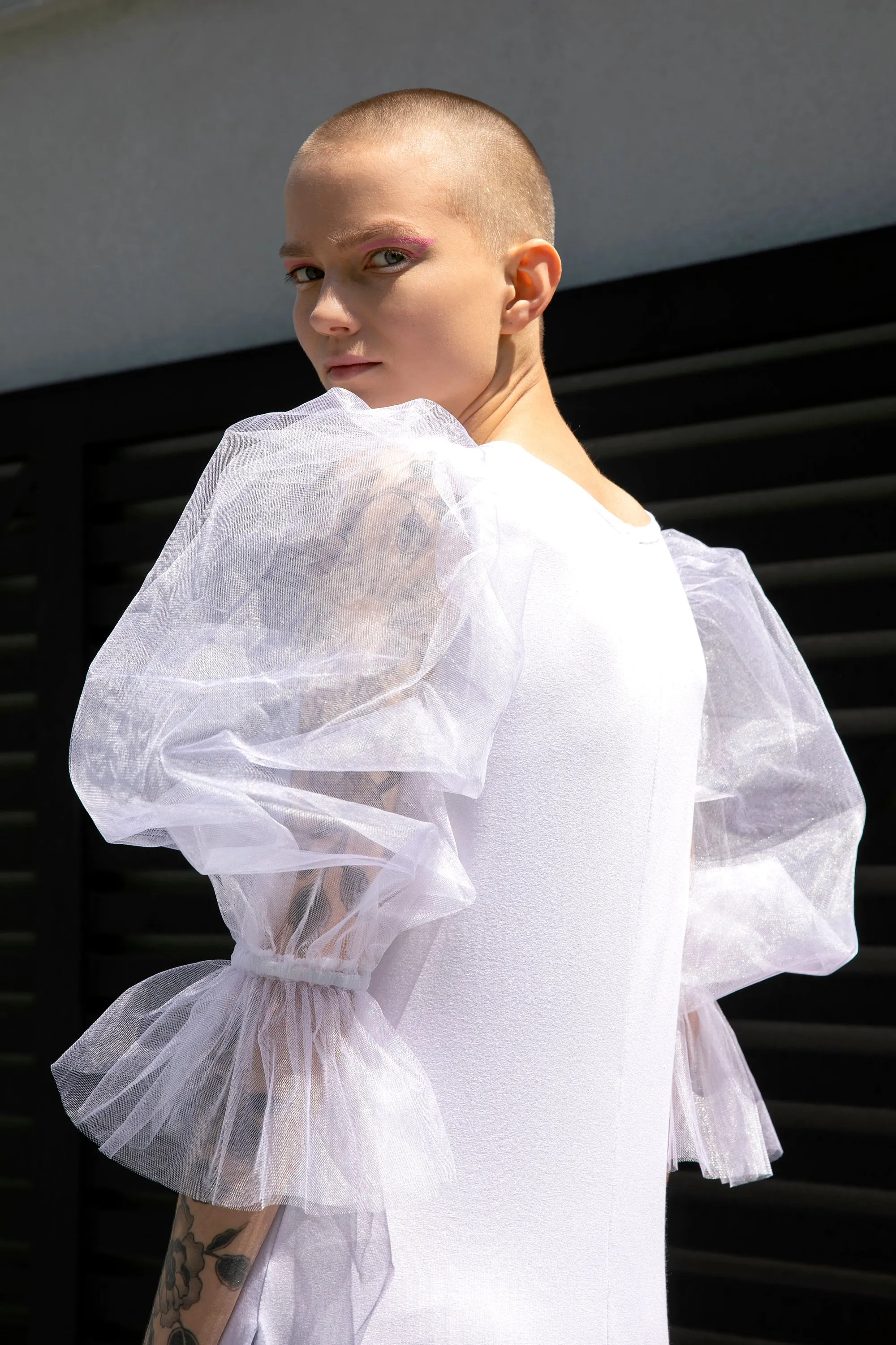 Puff Sleeve Dress, White Maxi Dress, Extravagant Dress, Plus Size Clothing, Loose Dress, Statement Sleeves Dress, Futuristic Clothing