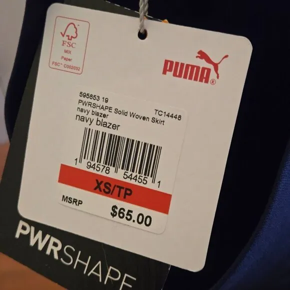 Puma NWT Pwrshape Golf Solid Woven Skort Navy UPF50 Retail $65 Size XS