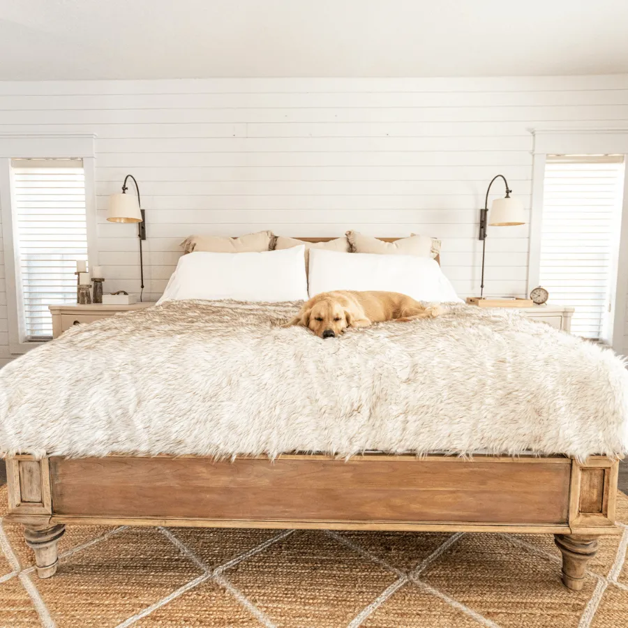 PupProtector™ Waterproof Throw Blanket - White with Brown Accents
