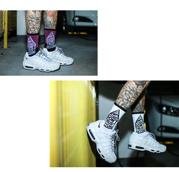"DON'T TRUST ANYONE" Chaussettes Montantes Streetwear - URB1™
