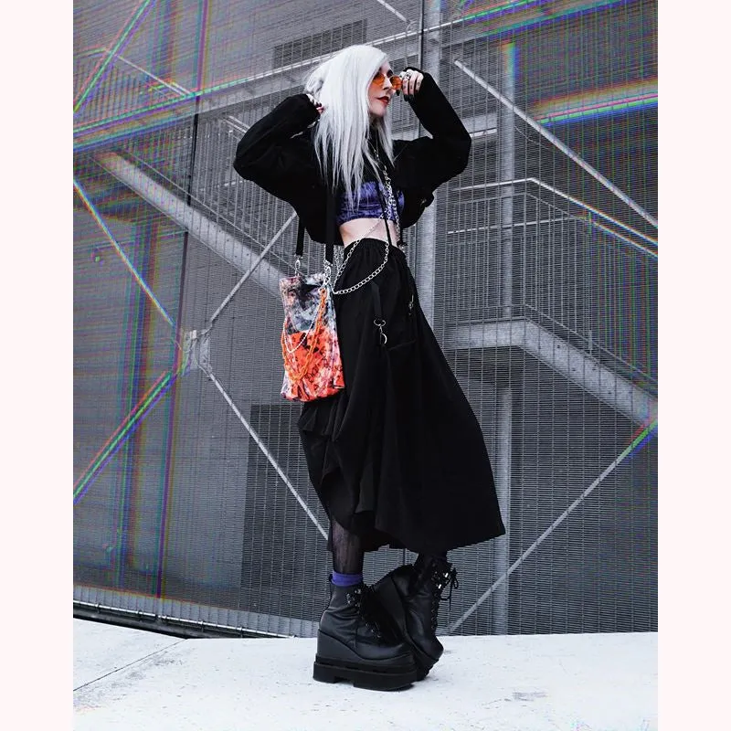 "RED/BLACK CHIC CHAIN LOOSE" SHORT HOODIES K102616