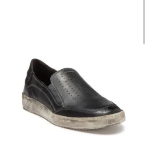 ROAN Men’s Wils Dark Grey Burnished Slip-On Leather Sneakers, Size 10-NWT
