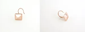 Rose gold, minimalist, faceted square nose pin