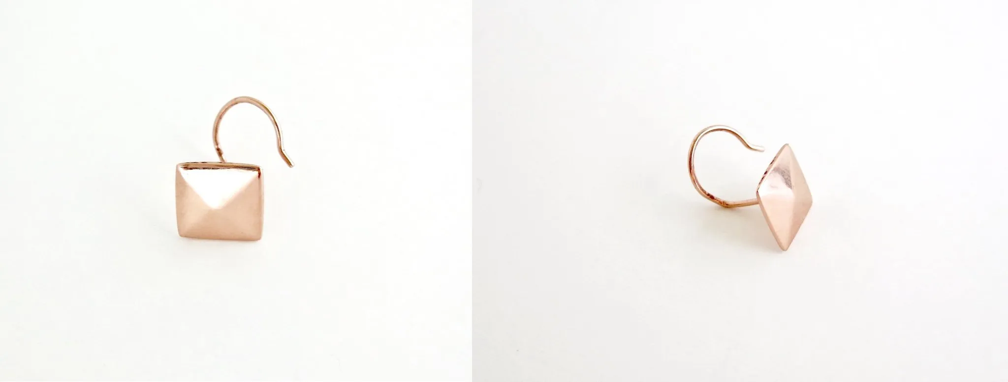 Rose gold, minimalist, faceted square nose pin