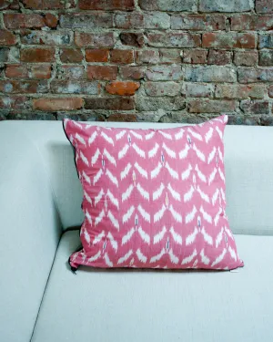 Rose Wine Ikat Tulip Pattern Throw Pillow 22 x 22 Square