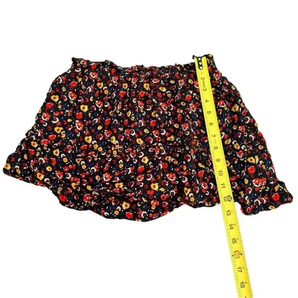 Sezane Paris Floral Mini Skirt Red Blue Ruffle Viscose Lined Size 36 Small/4