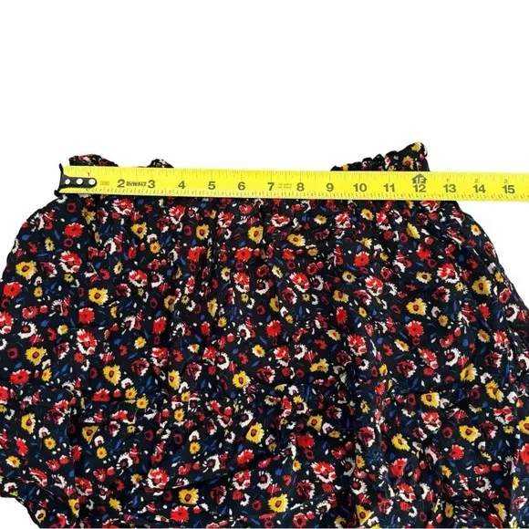 Sezane Paris Floral Mini Skirt Red Blue Ruffle Viscose Lined Size 36 Small/4