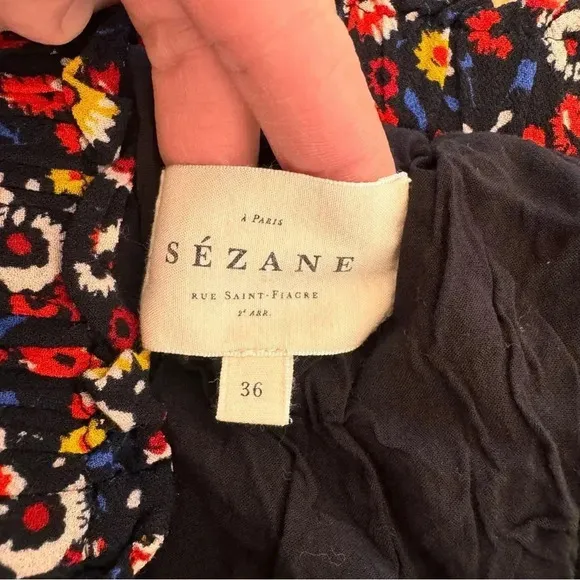 Sezane Paris Floral Mini Skirt Red Blue Ruffle Viscose Lined Size 36 Small/4