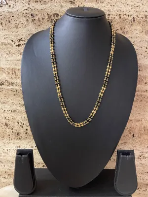 Short Mangalsutra Designs 2 Line Gold Mangalsutra In South Indian Style Crystal Black Beads Gold Chain