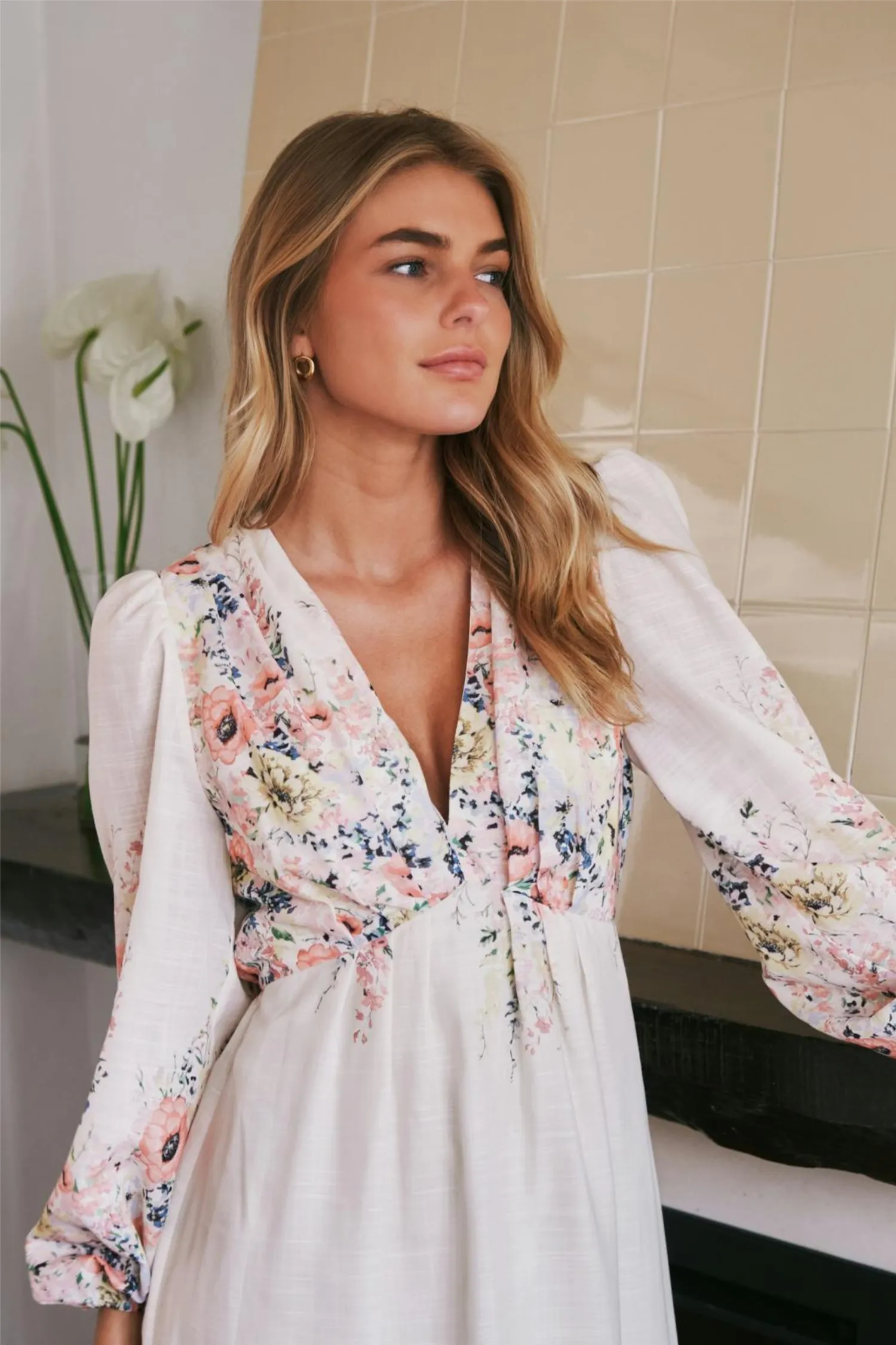 Silfi Flower Dress Creme