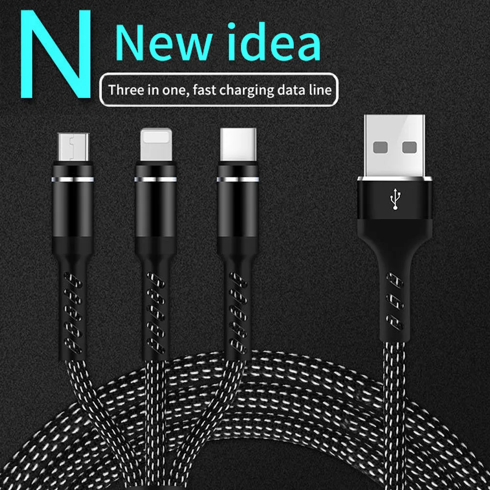 SIMU 1.2 M Data Cable Of One For Three Woven Cylindrical Mobile Phone Charging Cable With Plug Set red