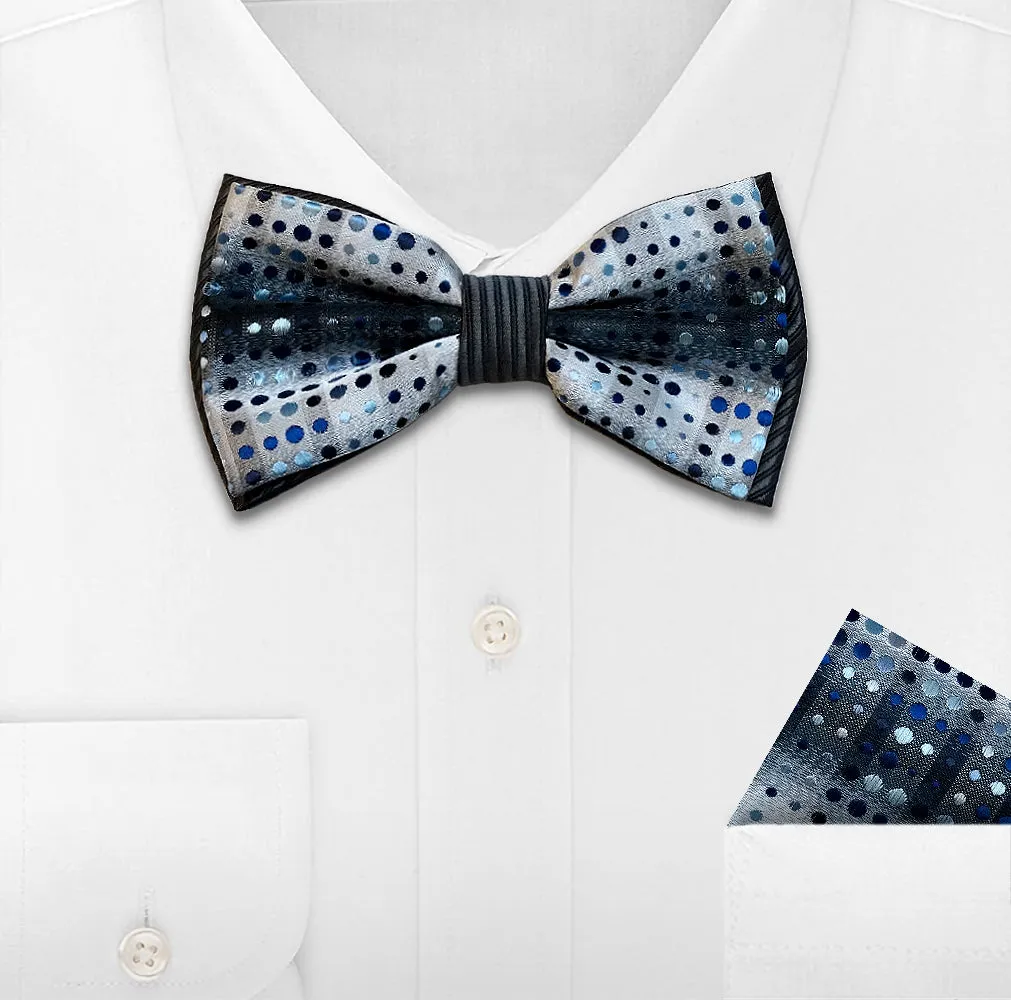 SKY BLUE WOVEN BOW TIE & HANKIE SET