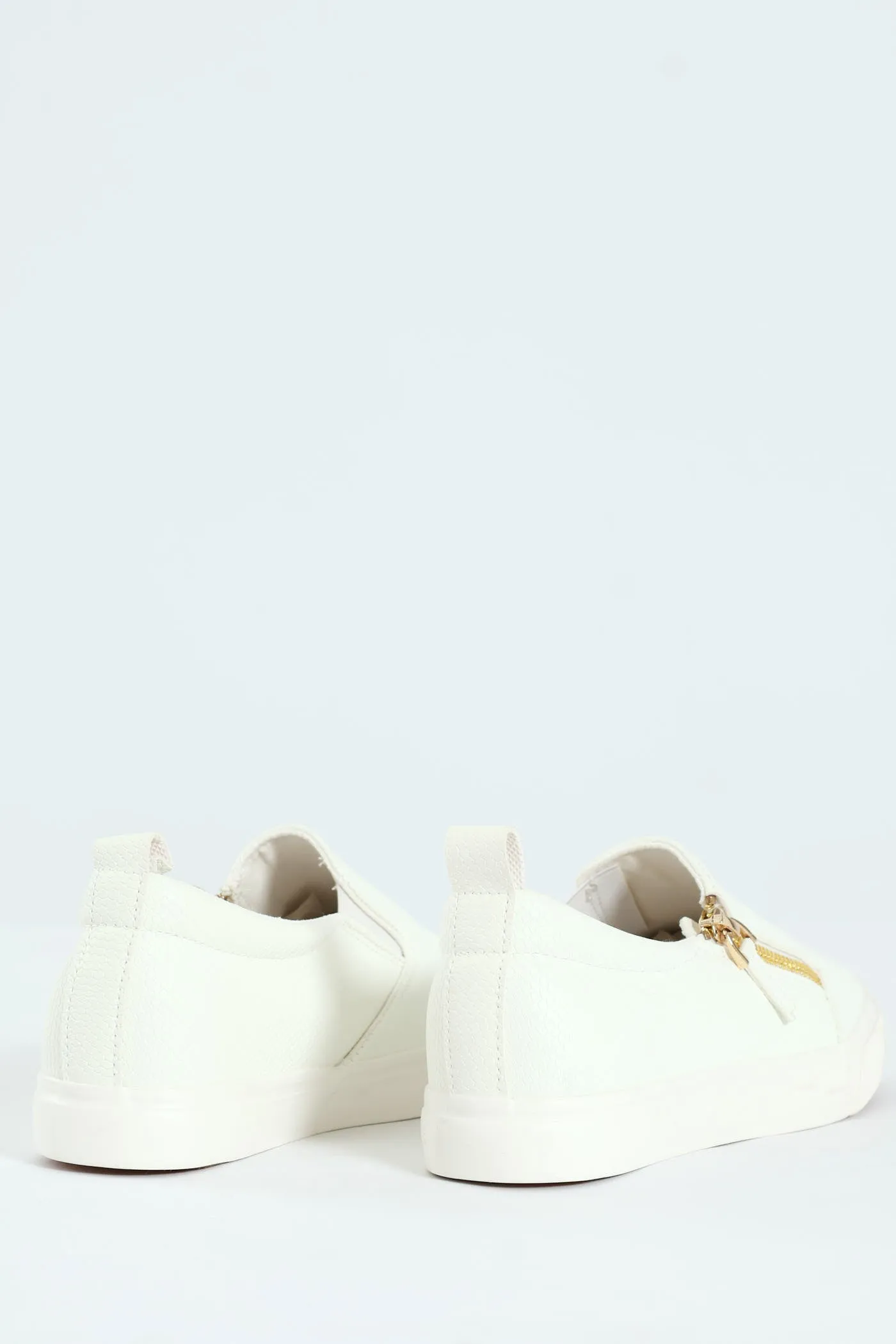 Slip On Platform Sneaker With Zip - Off White