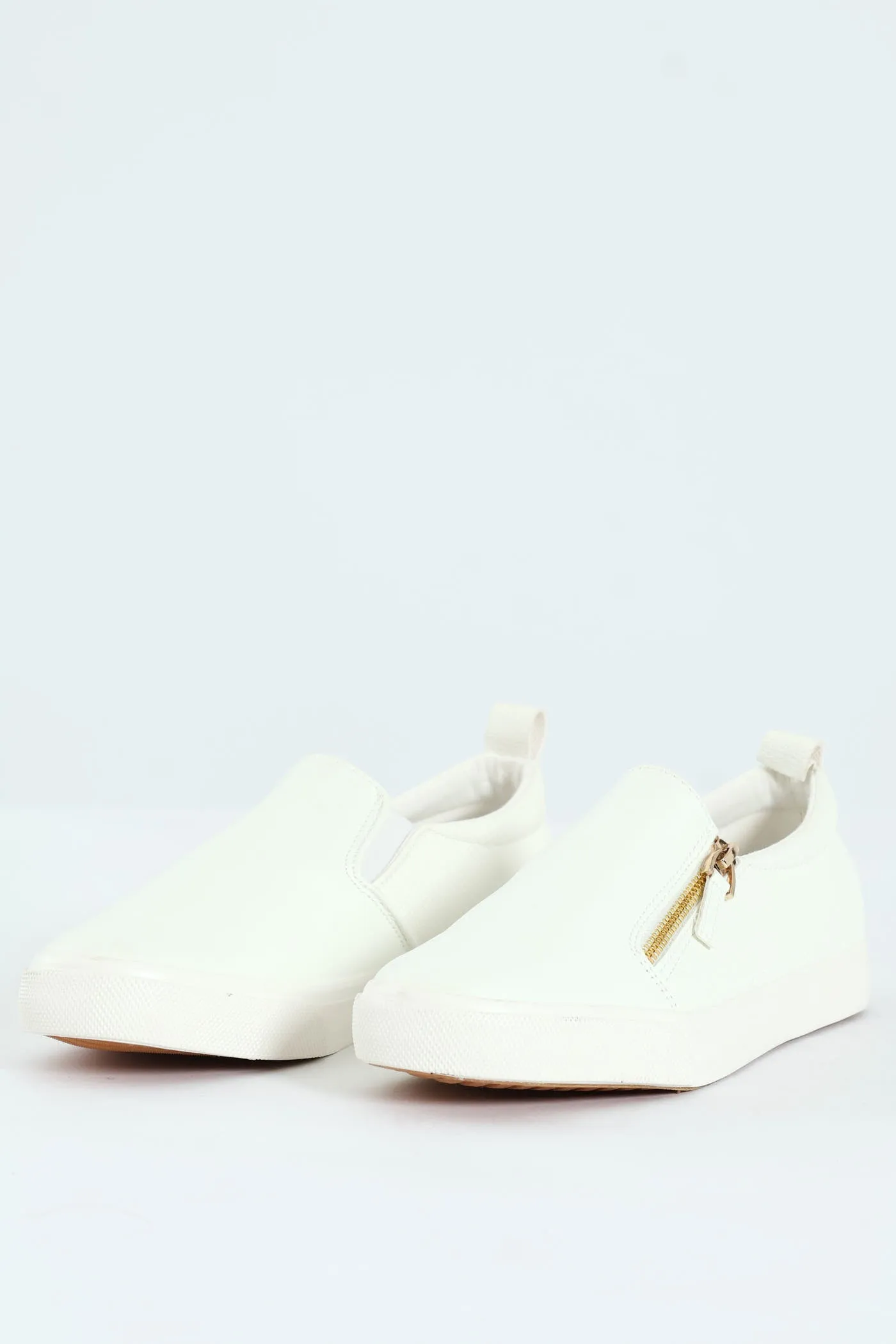 Slip On Platform Sneaker With Zip - Off White
