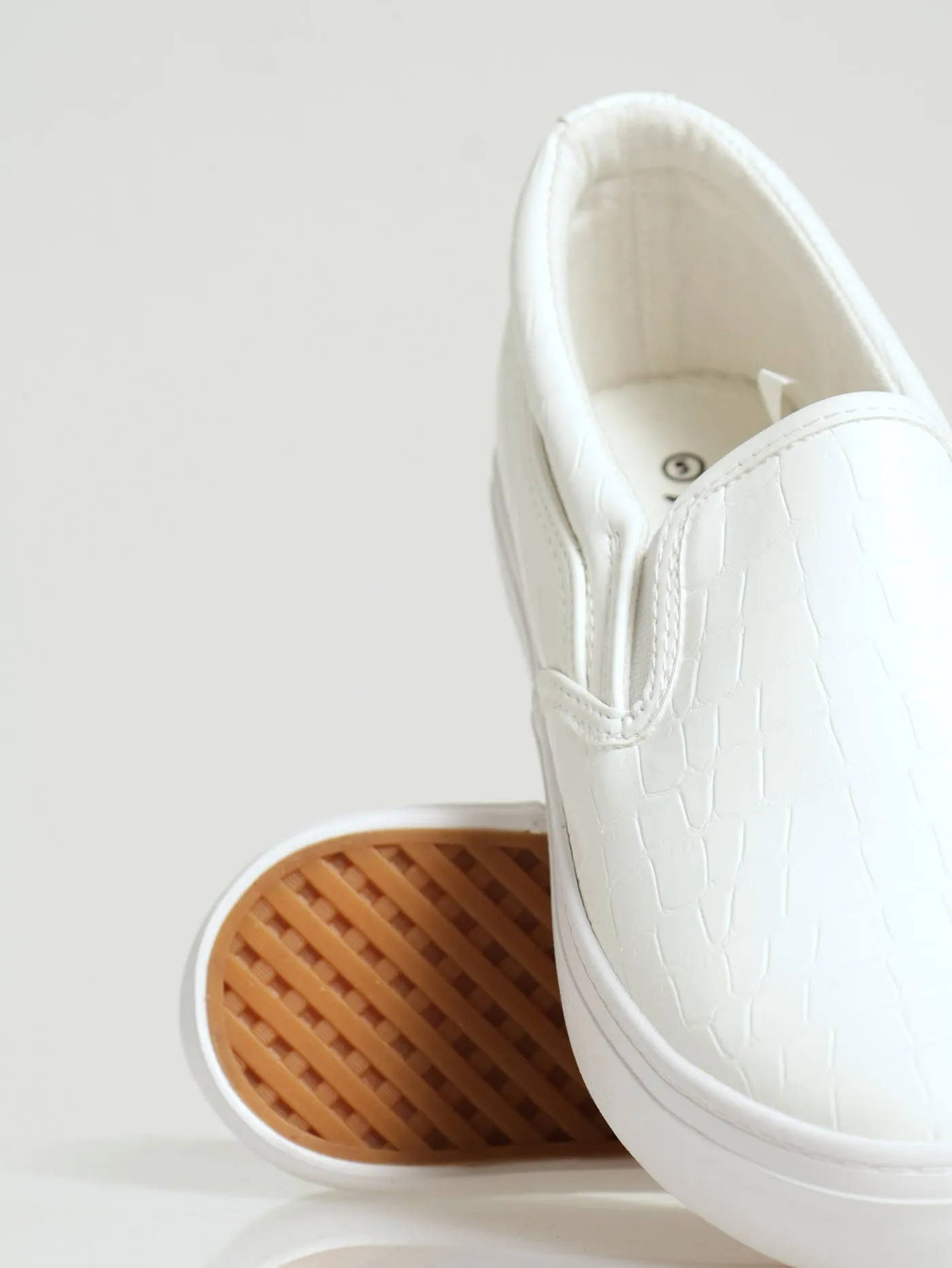 Slip On Street Sneaker With Metal Heel Insert - White