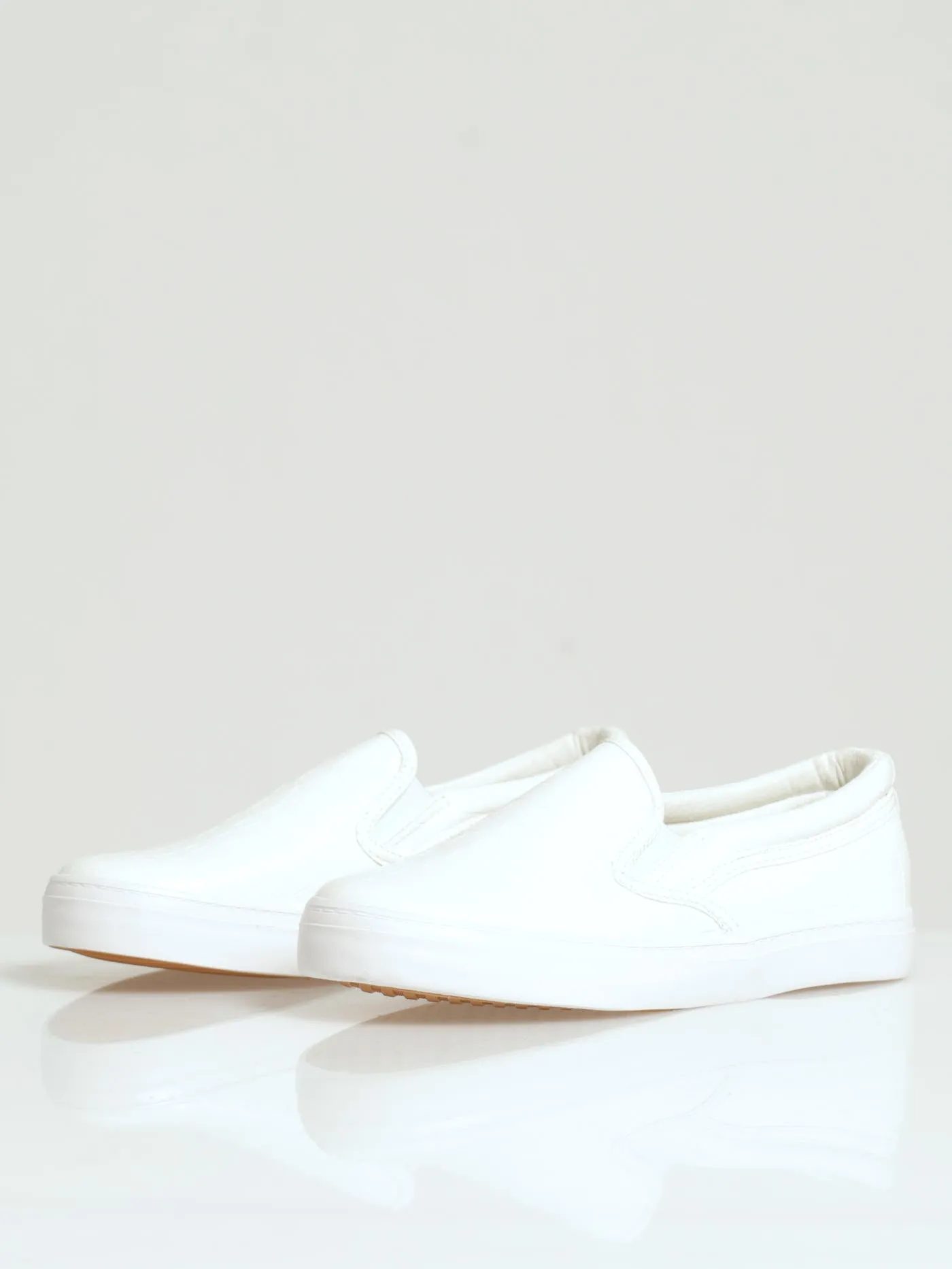 Slip On Street Sneaker With Metal Heel Insert - White