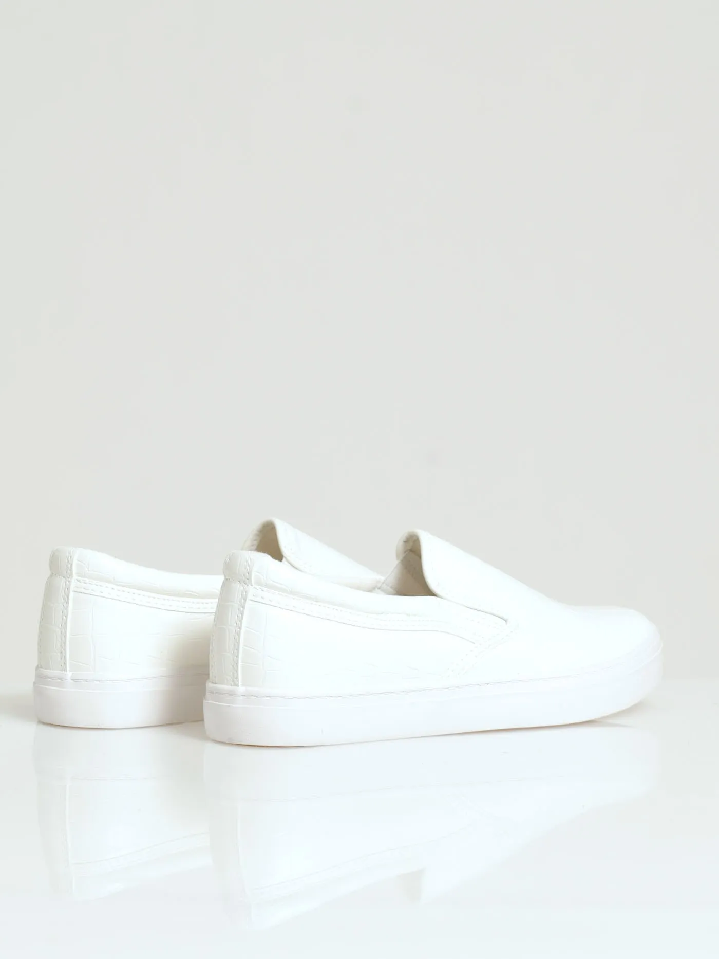 Slip On Street Sneaker With Metal Heel Insert - White