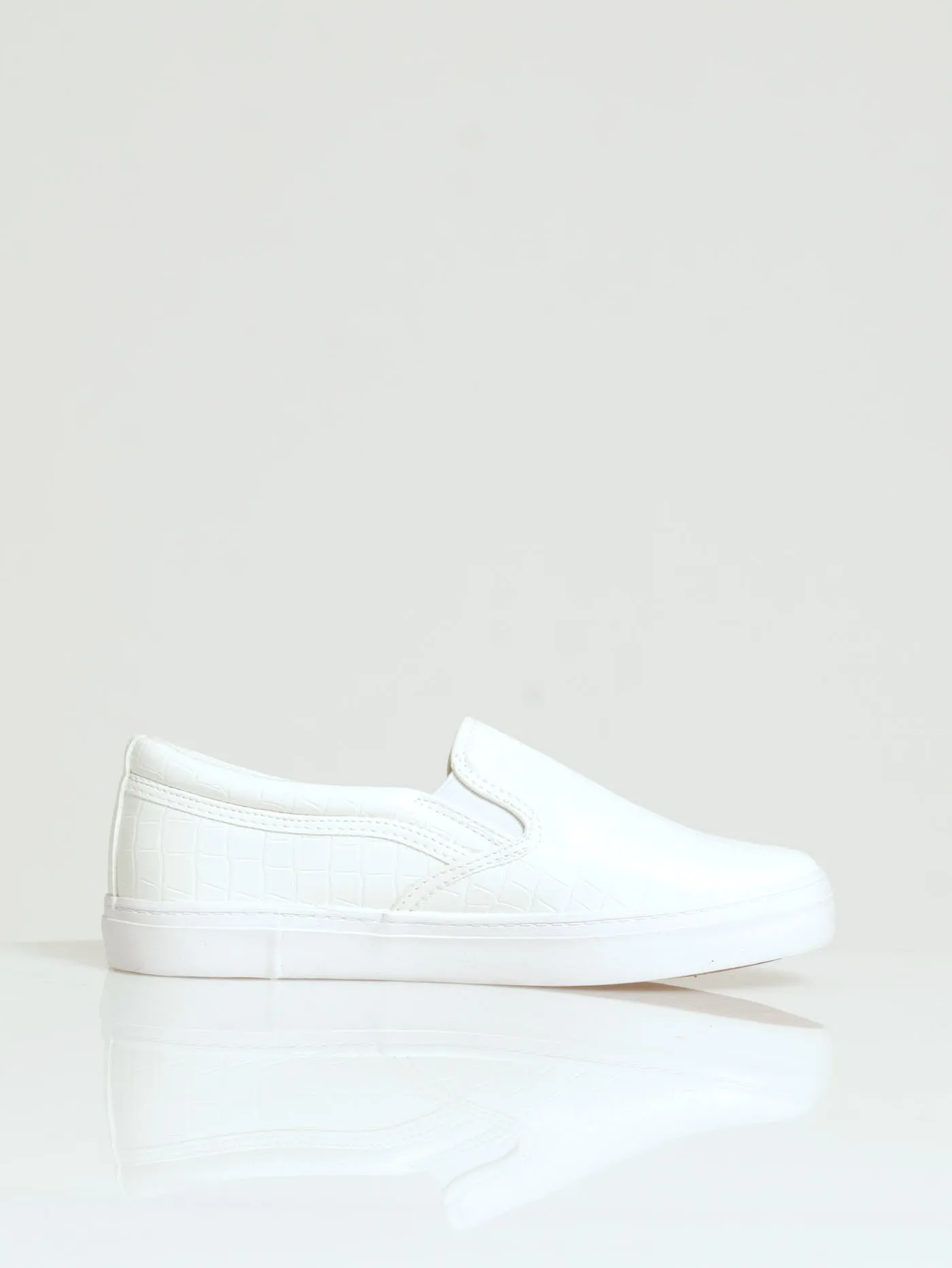Slip On Street Sneaker With Metal Heel Insert - White