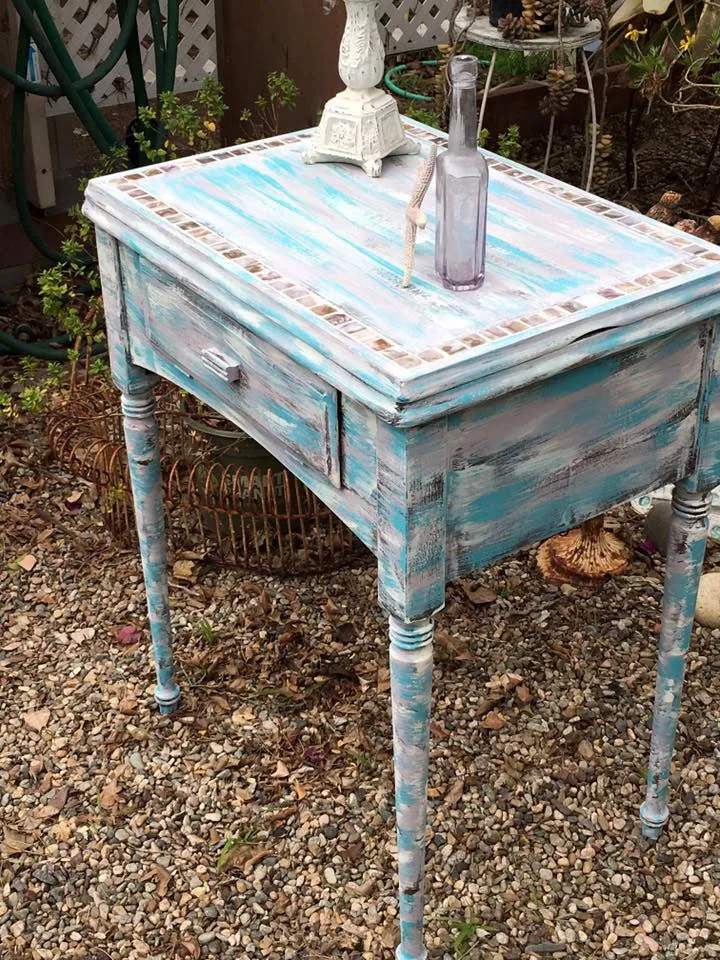 SOLD! Beachy, Farmhouse, Shabby  Upcycled Entry Table, Side Table from a 1920's Sewing Machine