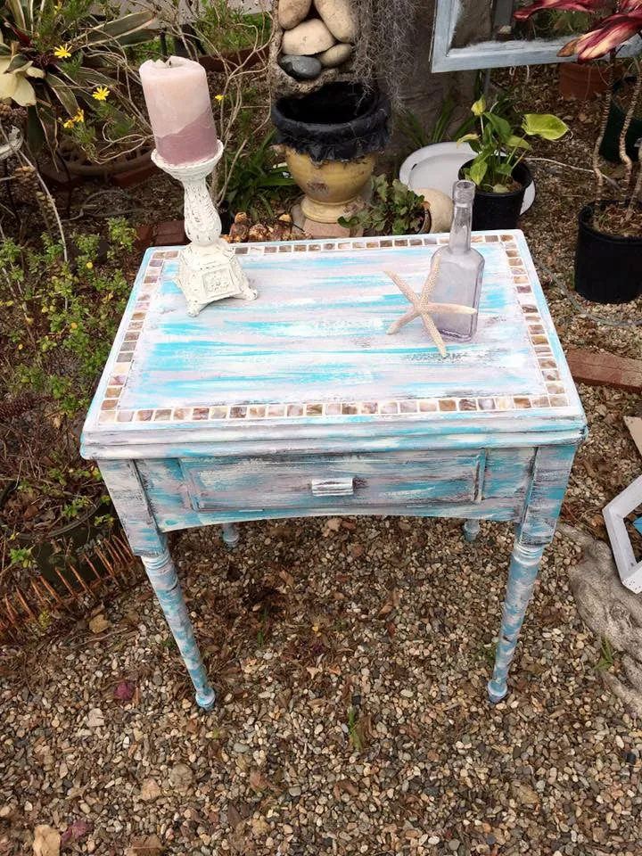 SOLD! Beachy, Farmhouse, Shabby  Upcycled Entry Table, Side Table from a 1920's Sewing Machine