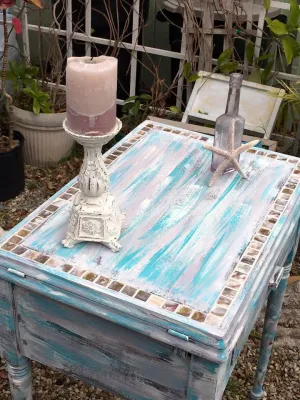 SOLD! Beachy, Farmhouse, Shabby  Upcycled Entry Table, Side Table from a 1920's Sewing Machine