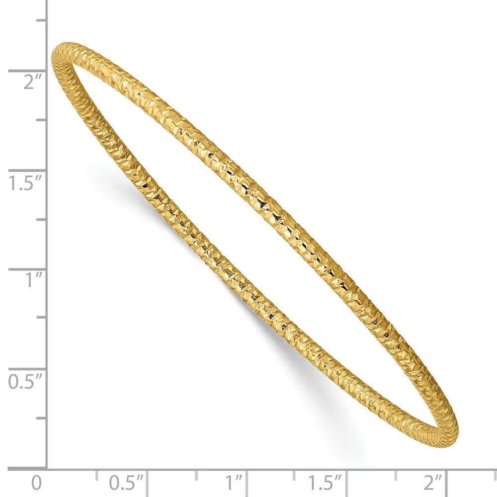 Stainless Steel Polished Textured Yellow IP-plated 2mm Slip on Bangle