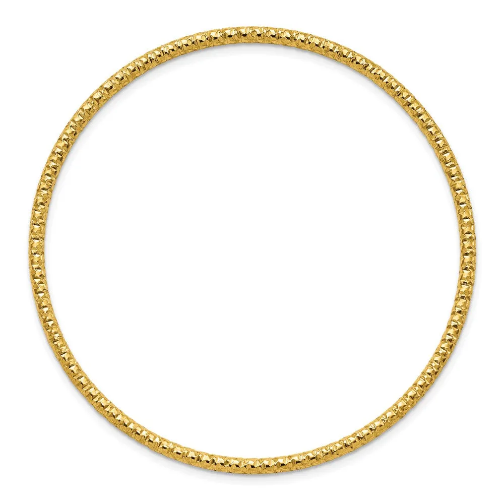 Stainless Steel Polished Textured Yellow IP-plated 2mm Slip on Bangle