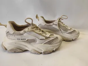 Steve Madden Possession Women's White Round Toe Lace Up Sneaker Shoes Size- 8.5M
