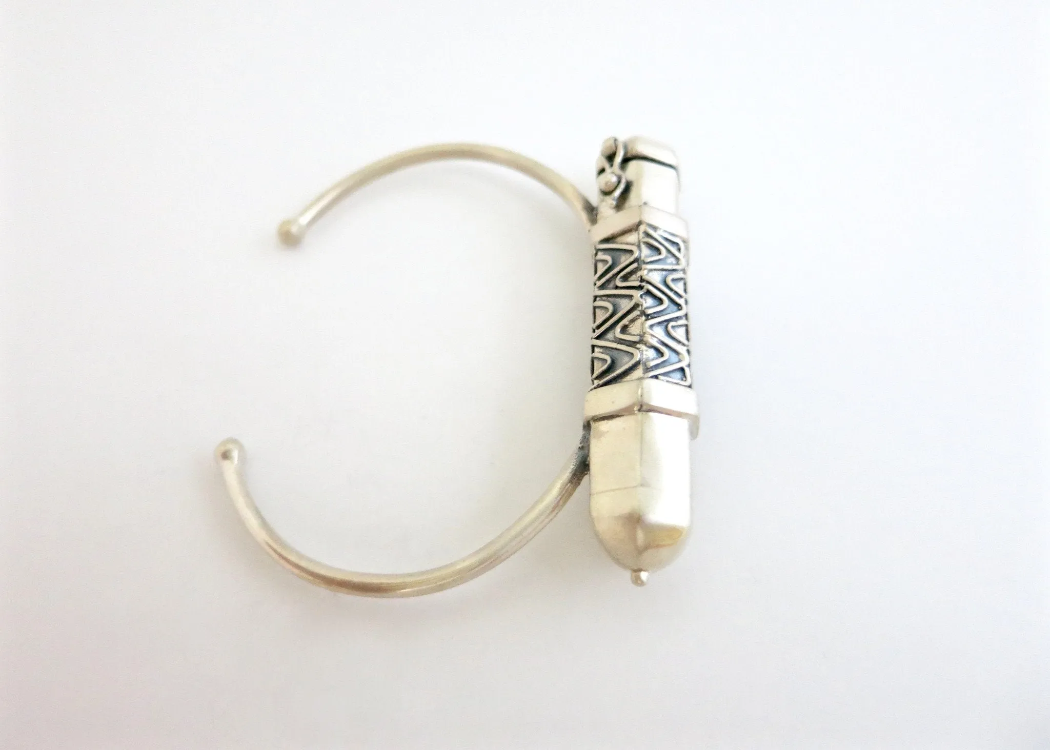 Stunning, tribal-chic, tubular sterling silver amuletic bracelet