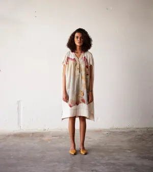 Summer Kaftan Dress Cotton Off White-Fashion Edit Indian Summer-KW835-Khara Kapas