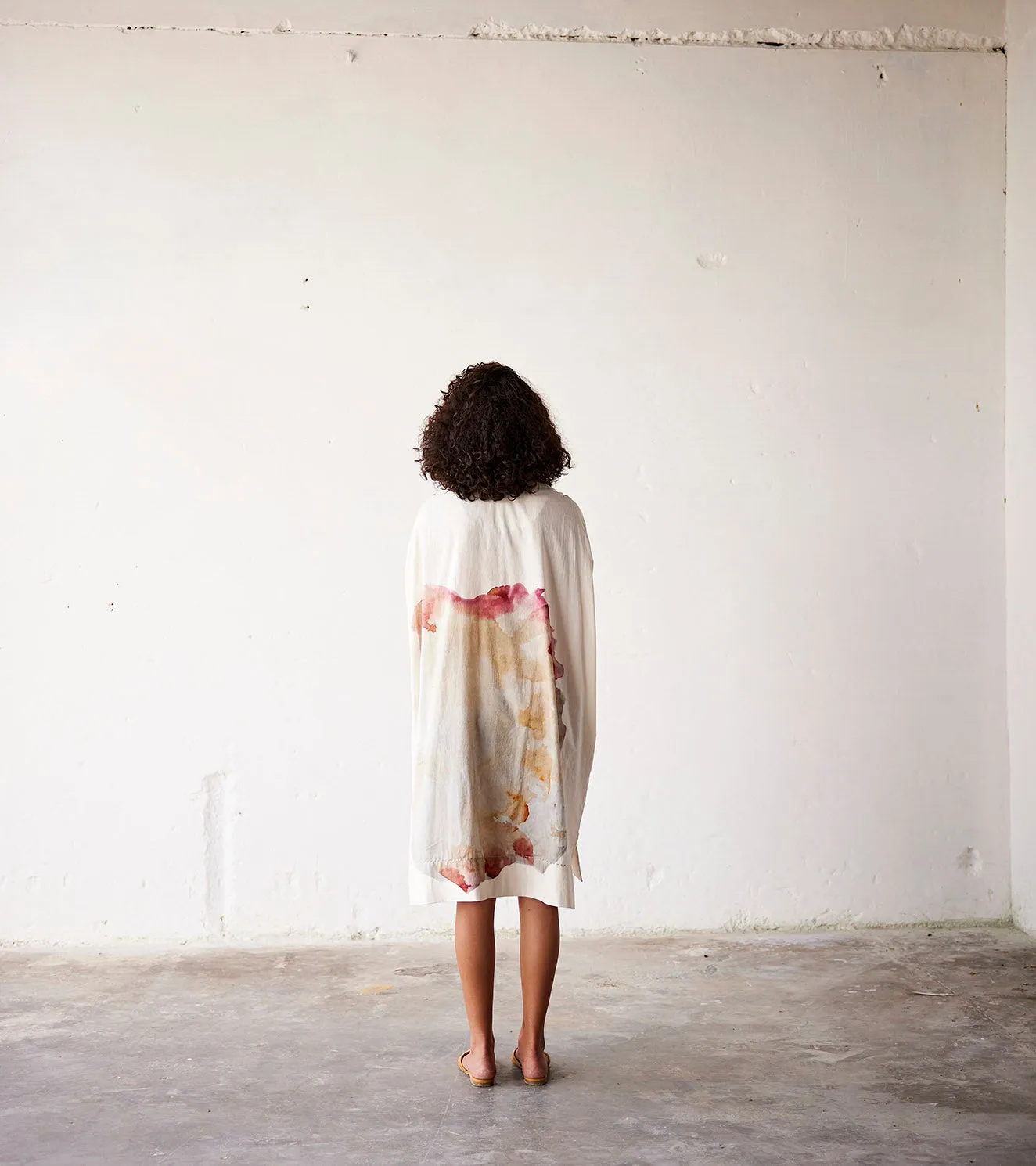 Summer Kaftan Dress Cotton Off White-Fashion Edit Indian Summer-KW835-Khara Kapas