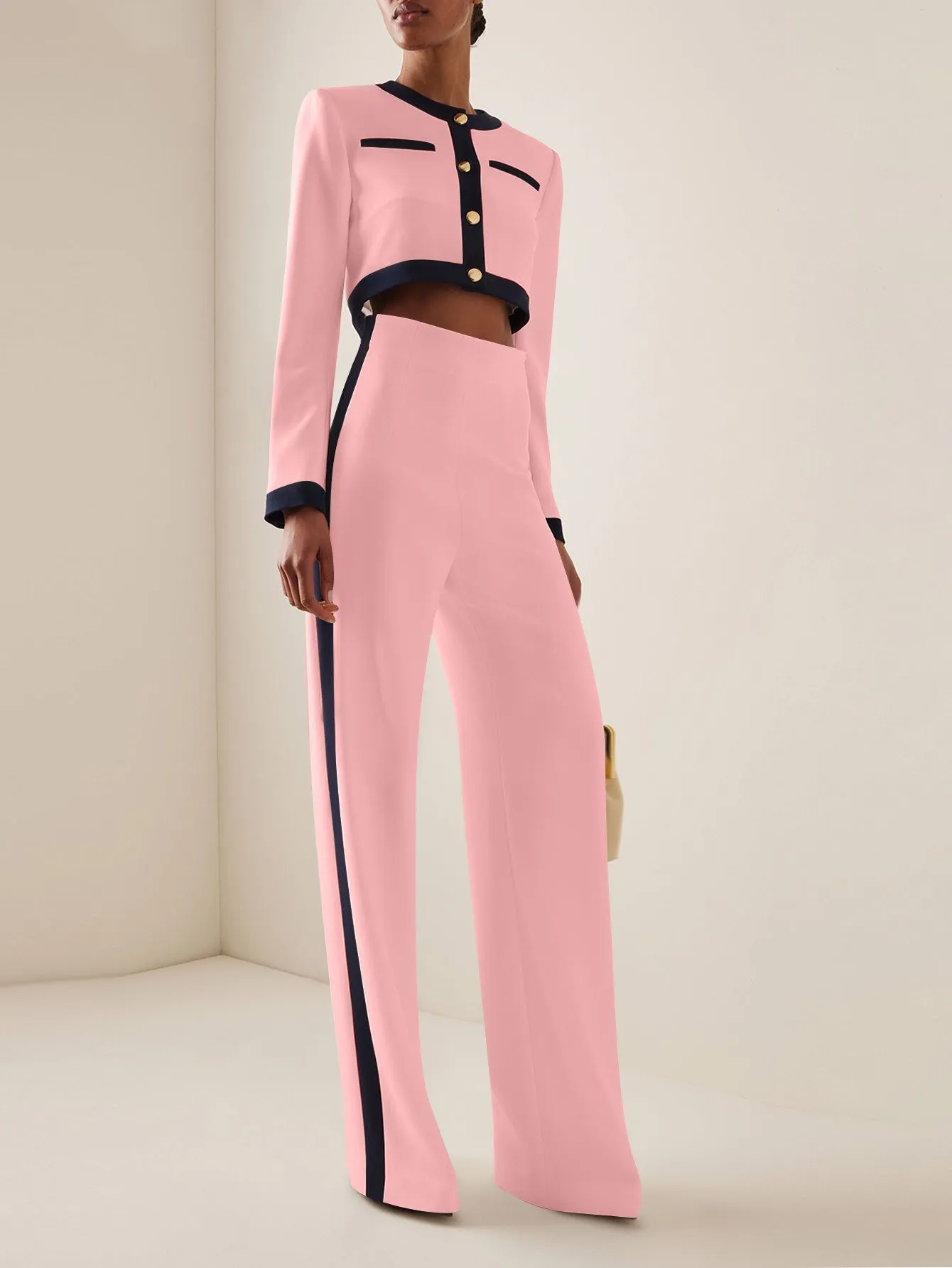 Trendy  Contrast Color Long Sleeve Top and Pants Two-Piece Set for Bold and Comfortable Styling