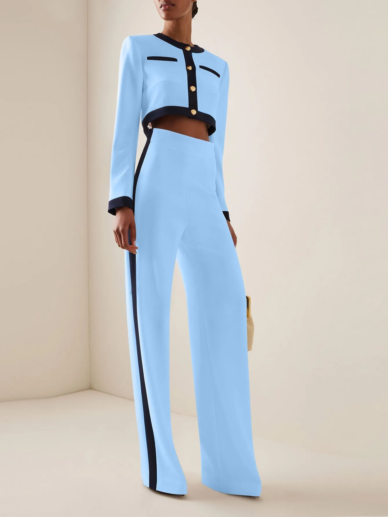 Trendy  Contrast Color Long Sleeve Top and Pants Two-Piece Set for Bold and Comfortable Styling