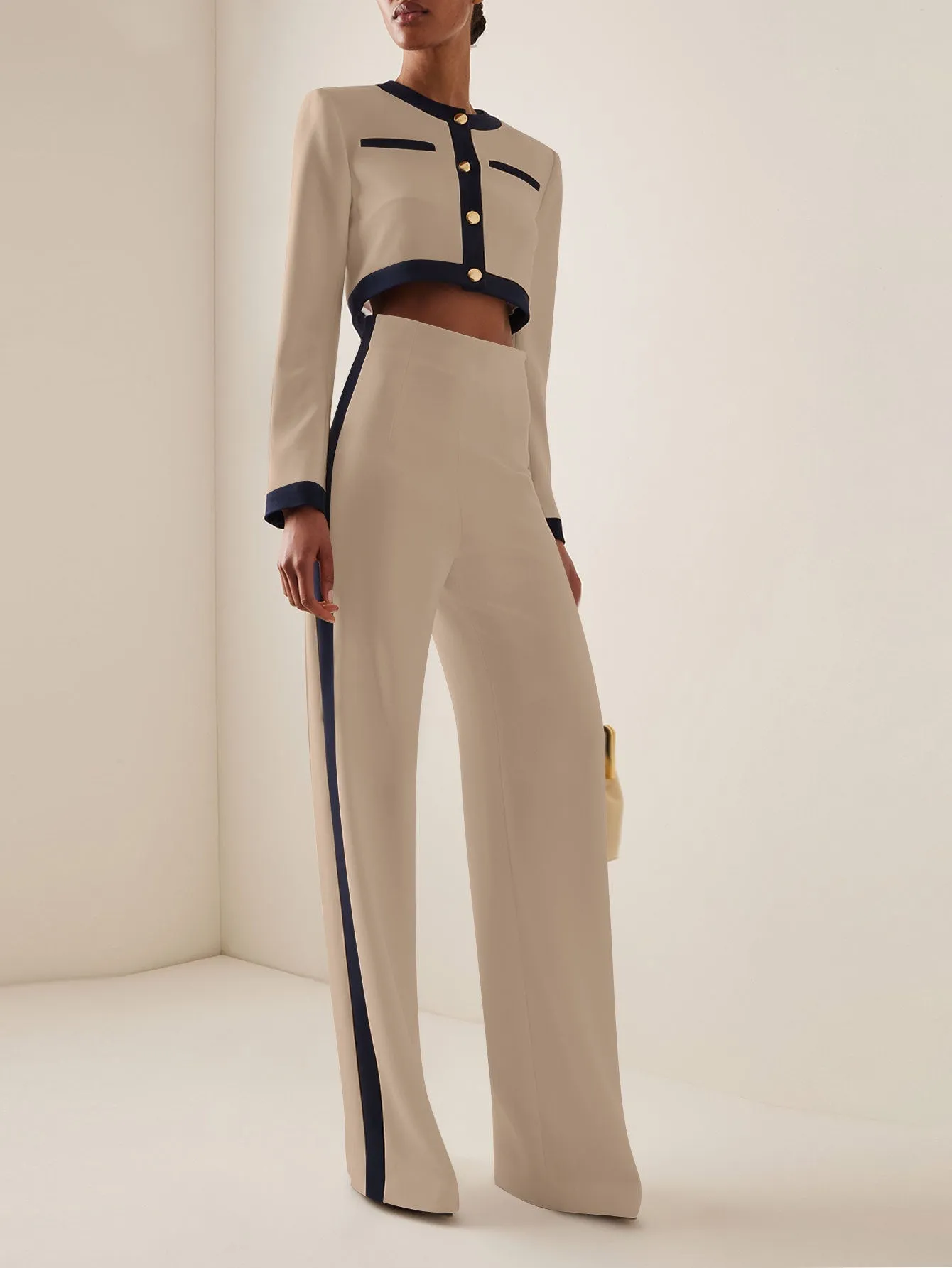 Trendy  Contrast Color Long Sleeve Top and Pants Two-Piece Set for Bold and Comfortable Styling