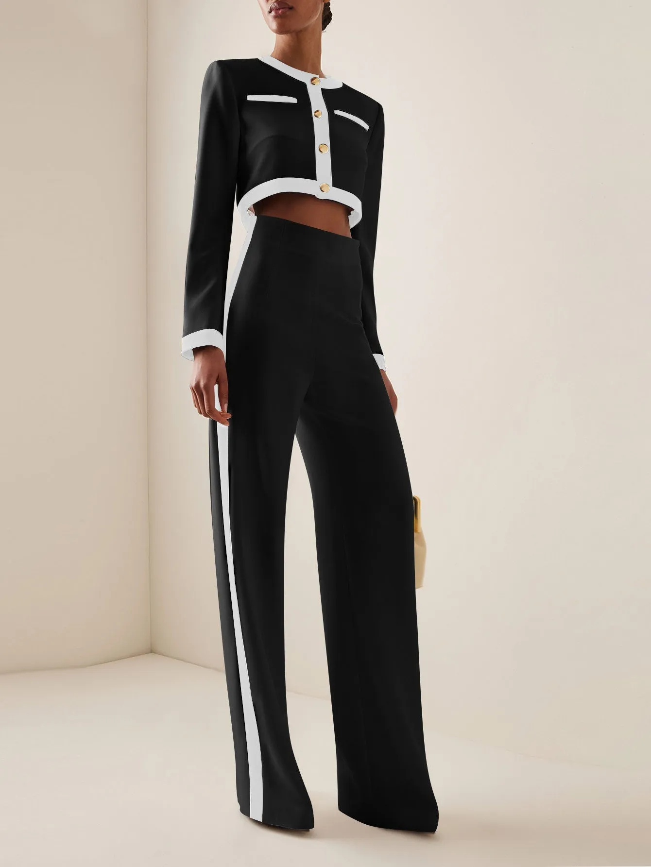 Trendy  Contrast Color Long Sleeve Top and Pants Two-Piece Set for Bold and Comfortable Styling