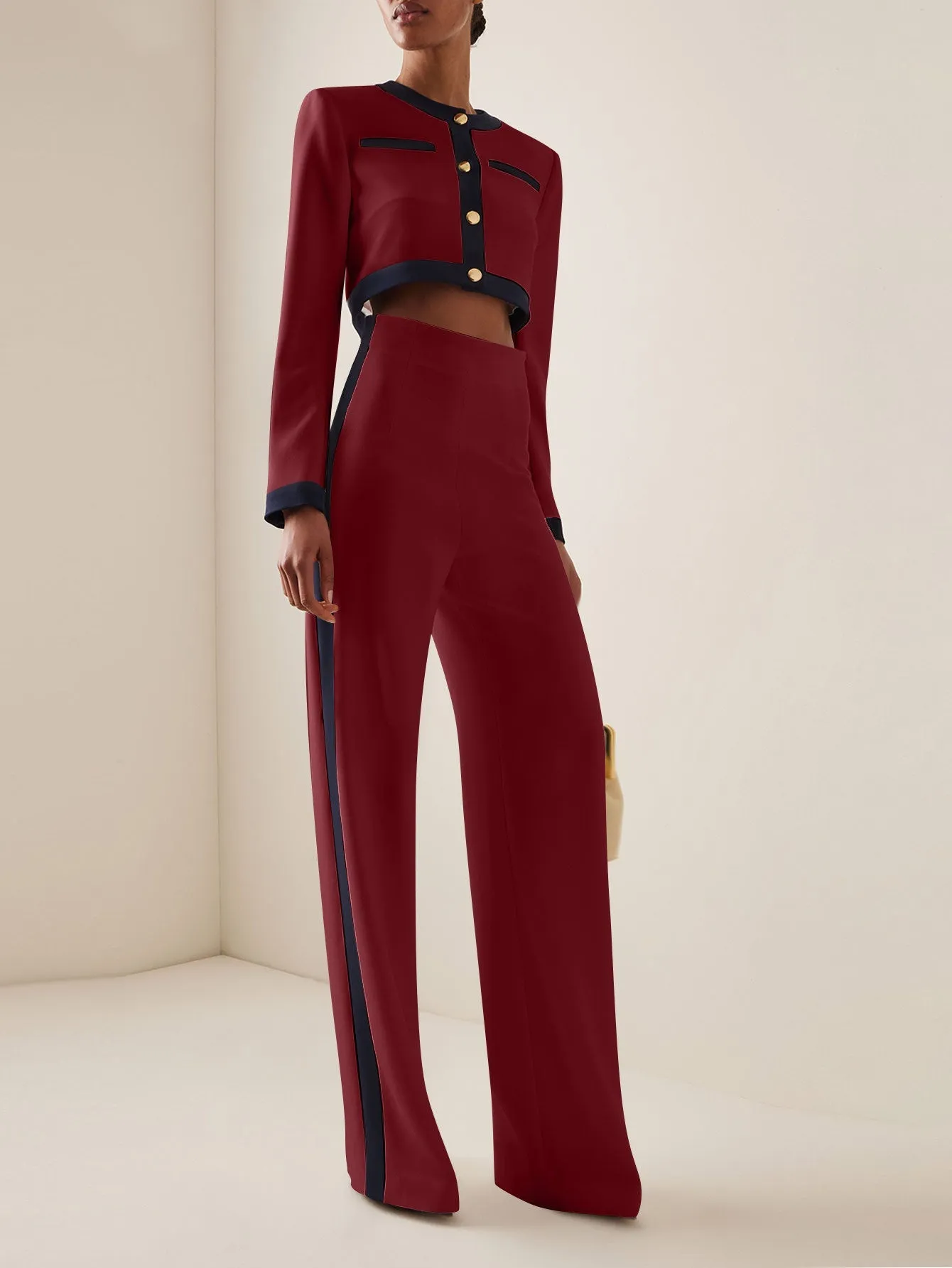 Trendy  Contrast Color Long Sleeve Top and Pants Two-Piece Set for Bold and Comfortable Styling