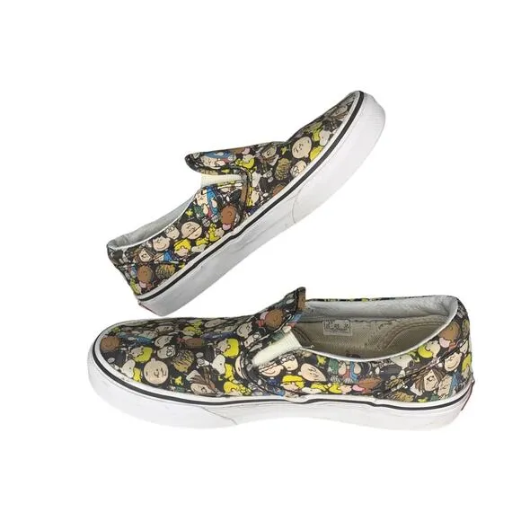 Vans Peanuts Slip On Sneakers Kids Size 3 Peanuts Characters Allover Print