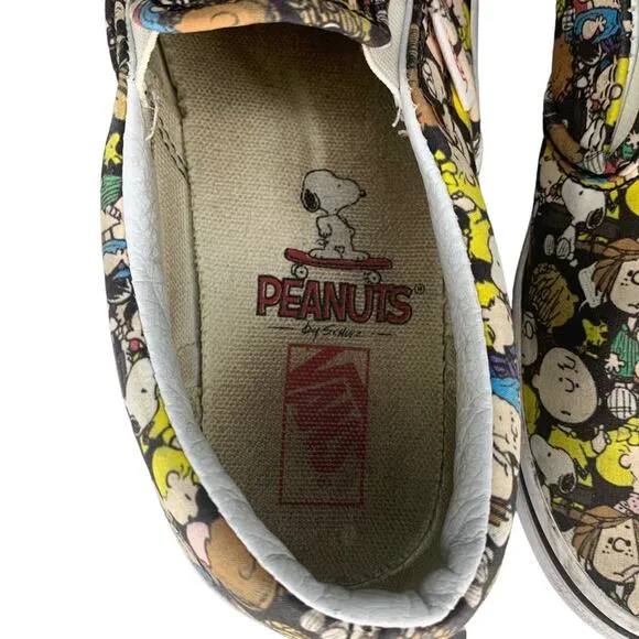 Vans Peanuts Slip On Sneakers Kids Size 3 Peanuts Characters Allover Print