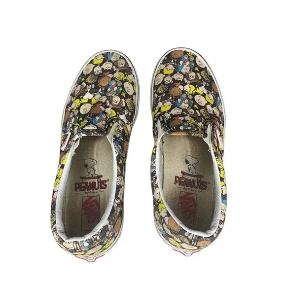 Vans Peanuts Slip On Sneakers Kids Size 3 Peanuts Characters Allover Print