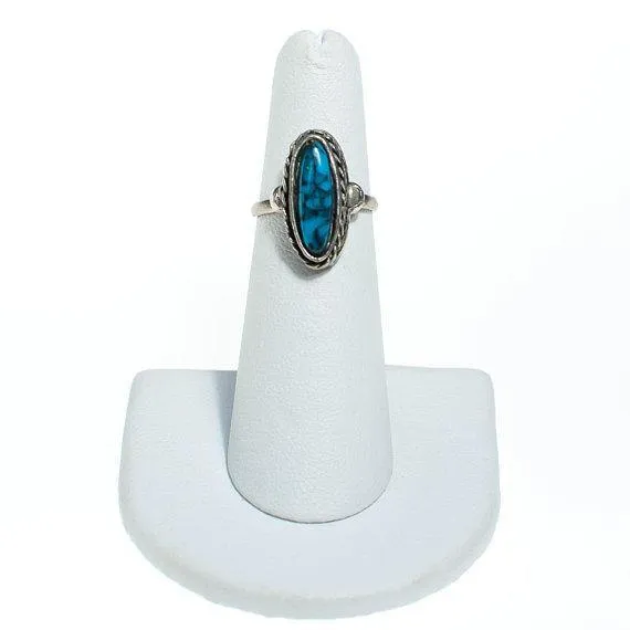 Vintage Boho Chic Oval Turquoise Statement Ring